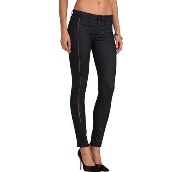 RAG & BONE Women’s Split Crochet Stitched Coated Black Skinny Jean - Picture 1 of 6